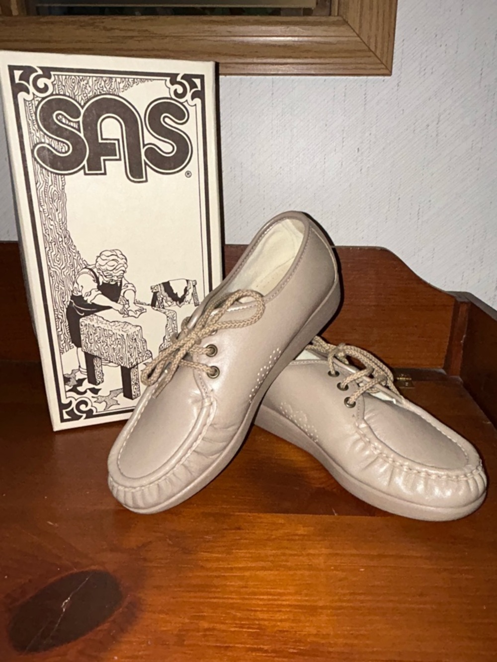 Vintage New, SAS Siesta Lace Up Handsewn Moc Toe Comfort Loafer Shoes